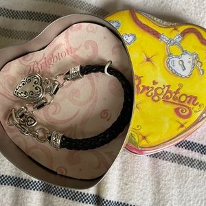 Brighton Black leather with heart bracelet